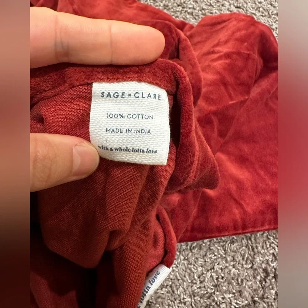 Sage x Clare‎ Pimonte Velvet Cotton Pillowcase Rectangle Maroon